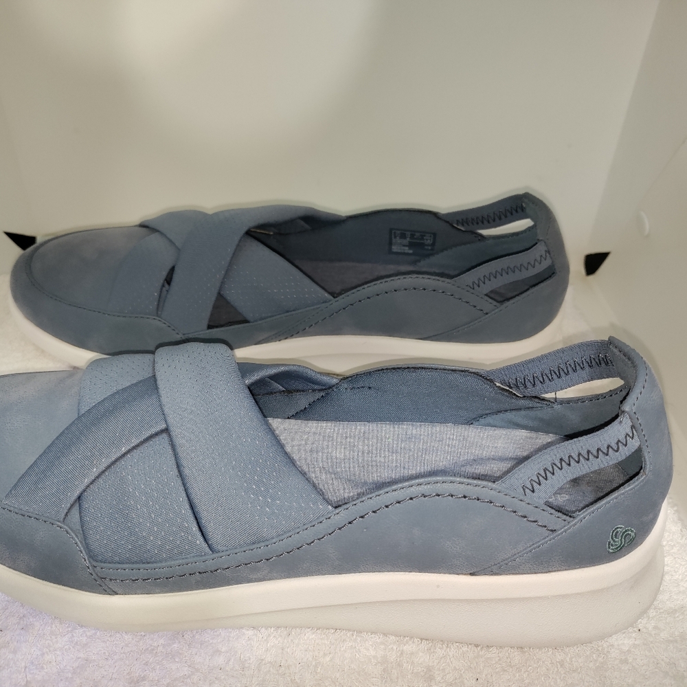 Clarks Solid Blue Coloured Slip-On Textile Women's Shoespre-owned Size 10 - Picture 4 of 7